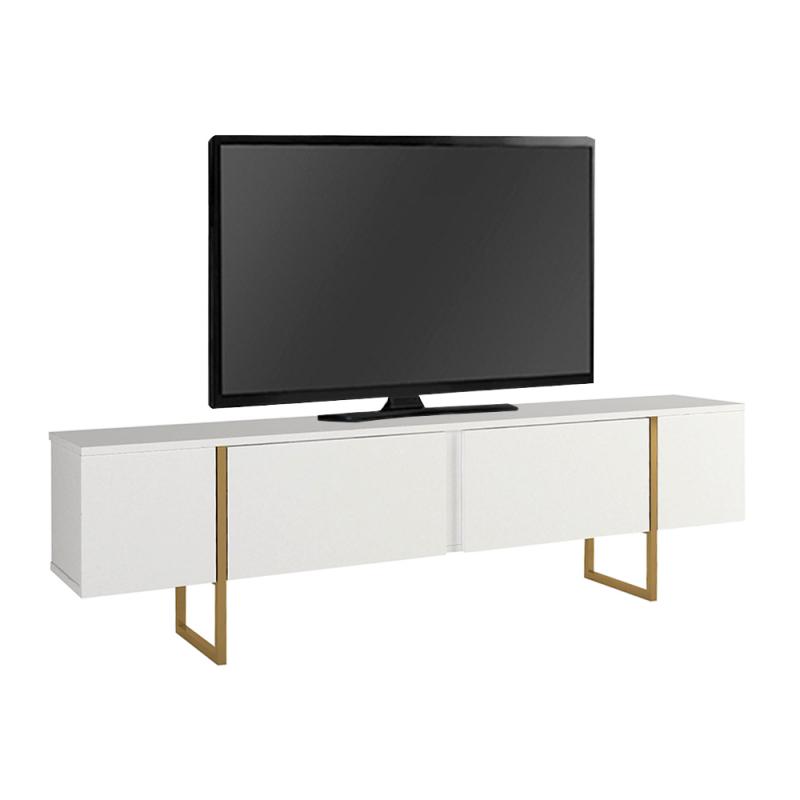 Έπιπλο τηλεόρασης Orontes Megapap χρώμα λευκό - χρυσό 180x29,6x50εκ. Έπιπλο τηλεόρασης Orontes Megapap χρώμα λευκό - χρυσό 180x29,6x50εκ.