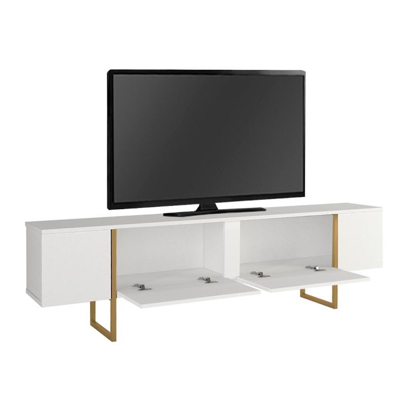 Έπιπλο τηλεόρασης Orontes Megapap χρώμα λευκό - χρυσό 180x29,6x50εκ. Έπιπλο τηλεόρασης Orontes Megapap χρώμα λευκό - χρυσό 180x29,6x50εκ.