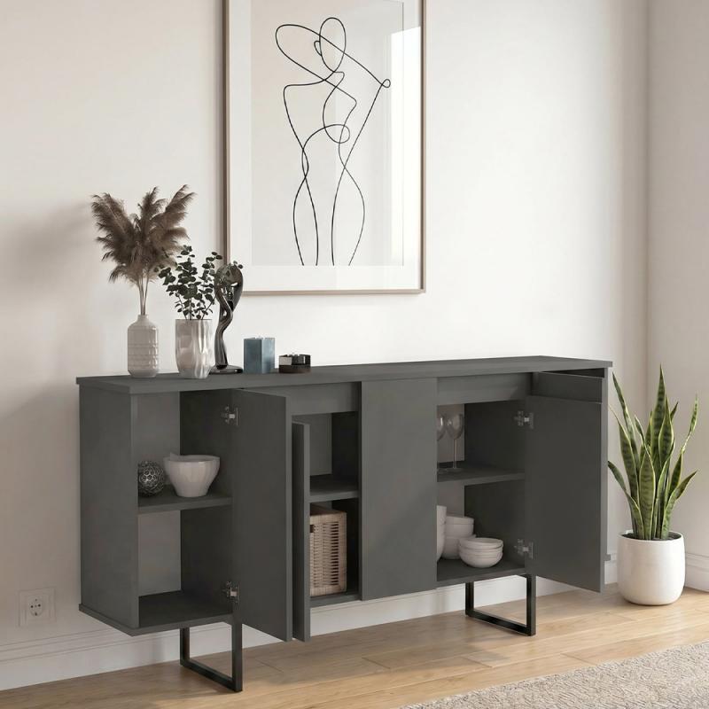 Μπουφές Orontes Megapap χρώμα ανθρακί 160x35,2x80εκ. Μπουφές Orontes Megapap χρώμα ανθρακί 160x35,2x80εκ.