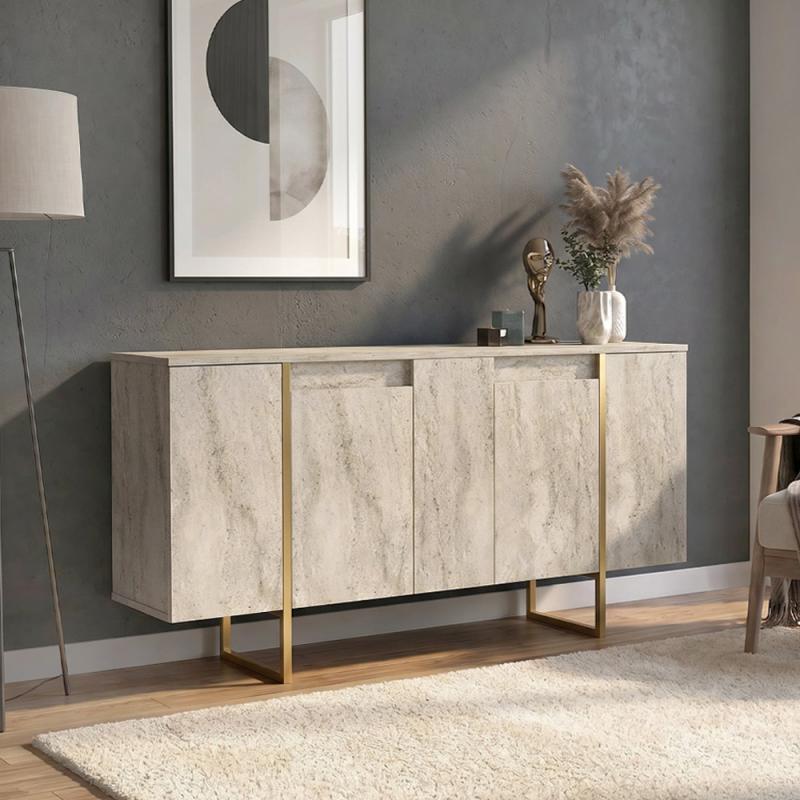 Μπουφές Orontes Megapap χρώμα travertine - χρυσό 160x35,2x80εκ. Μπουφές Orontes Megapap χρώμα travertine - χρυσό 160x35,2x80εκ.