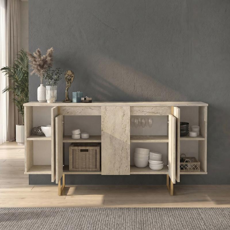 Μπουφές Orontes Megapap χρώμα travertine - χρυσό 160x35,2x80εκ. Μπουφές Orontes Megapap χρώμα travertine - χρυσό 160x35,2x80εκ.