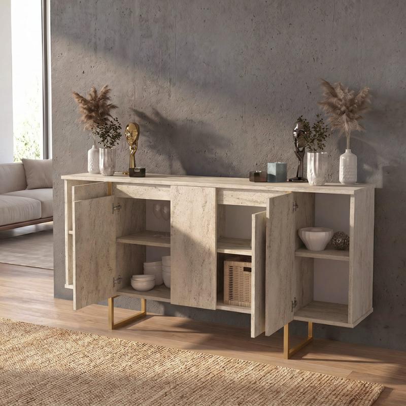 Μπουφές Orontes Megapap χρώμα travertine - χρυσό 160x35,2x80εκ. Μπουφές Orontes Megapap χρώμα travertine - χρυσό 160x35,2x80εκ.