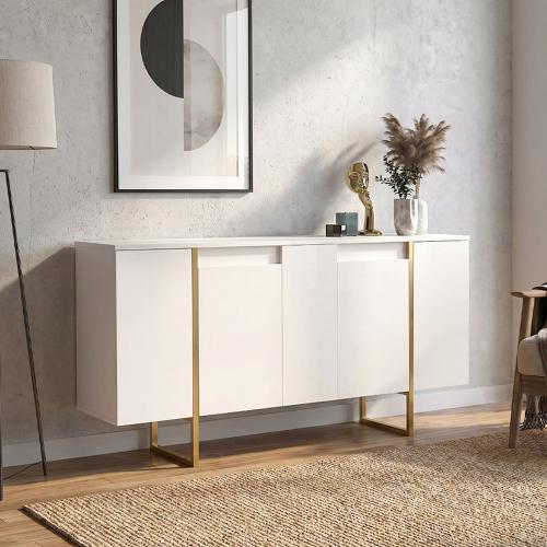Μπουφές Orontes Megapap χρώμα λευκό - χρυσό 160x35,2x80εκ.