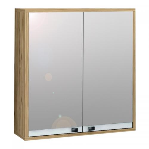 Καθρέπτης μπάνιου με ντουλάπι Bade Megapap από μελαμίνη χρώμα φυσικό 60x15x60εκ.