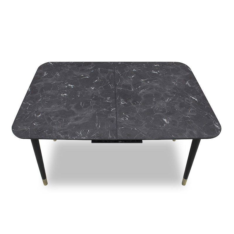 Τραπέζι Nero Megapap επεκτεινόμενο από MDF/ ξύλο χρώμα μαύρο εφέ μαρμάρου 124/152x80x74εκ.
