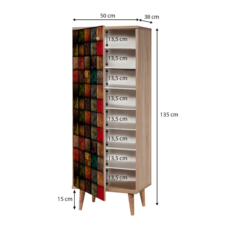 Παπουτσοθήκη - Ντουλάπι Soho Megapap χρώμα sonoma 50x38x135εκ. Παπουτσοθήκη - Ντουλάπι Soho Megapap χρώμα sonoma 50x38x135εκ.