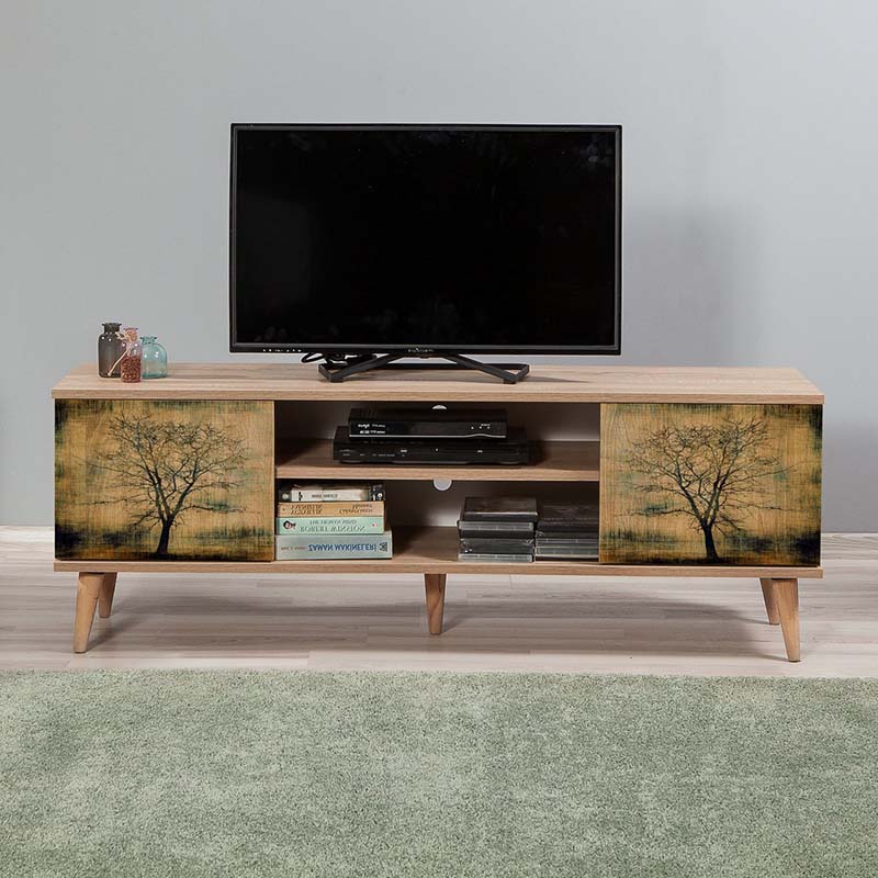 Έπιπλο τηλεόρασης Soho Megapap από μελαμίνη χρώμα sonoma 140x40x50 εκ. Έπιπλο τηλεόρασης Soho Megapap από μελαμίνη χρώμα sonoma 140x40x50 εκ.