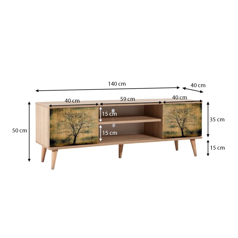 Έπιπλο τηλεόρασης Soho Megapap από μελαμίνη χρώμα sonoma 140x40x50 εκ. Έπιπλο τηλεόρασης Soho Megapap από μελαμίνη χρώμα sonoma 140x40x50 εκ.