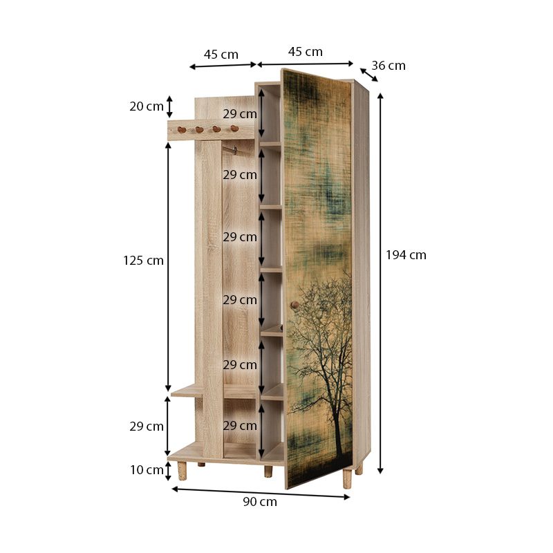 Έπιπλο εισόδου Soho Megapap χρώμα sonoma 90x36x194εκ. Έπιπλο εισόδου Soho Megapap χρώμα sonoma 90x36x194εκ.