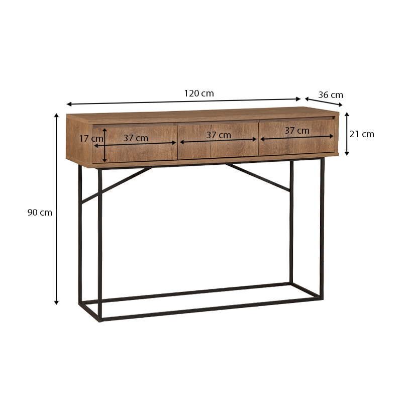 Κονσόλα Amedeo Megapap χρώμα καρυδί 120x36x90εκ. Κονσόλα Amedeo Megapap χρώμα καρυδί 120x36x90εκ.