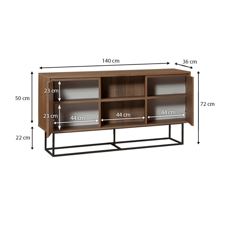 Μπουφές Amedeo Megapap χρώμα καρυδί 140x36x72εκ. Μπουφές Amedeo Megapap χρώμα καρυδί 140x36x72εκ.