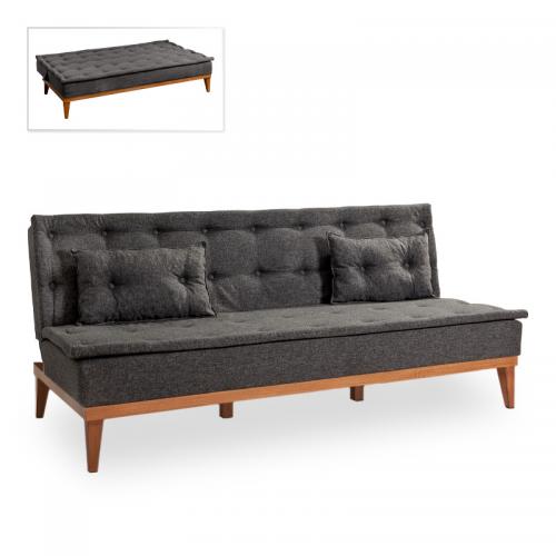 Καναπές - κρεβάτι Veron Megapap τριθέσιος υφασμάτινος χρώμα ανθρακί 180x80x78εκ.