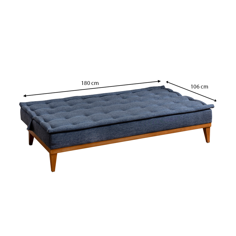 Καναπές - κρεβάτι Veron Megapap τριθέσιος υφασμάτινος χρώμα σκούρο μπλε 180x80x78εκ.