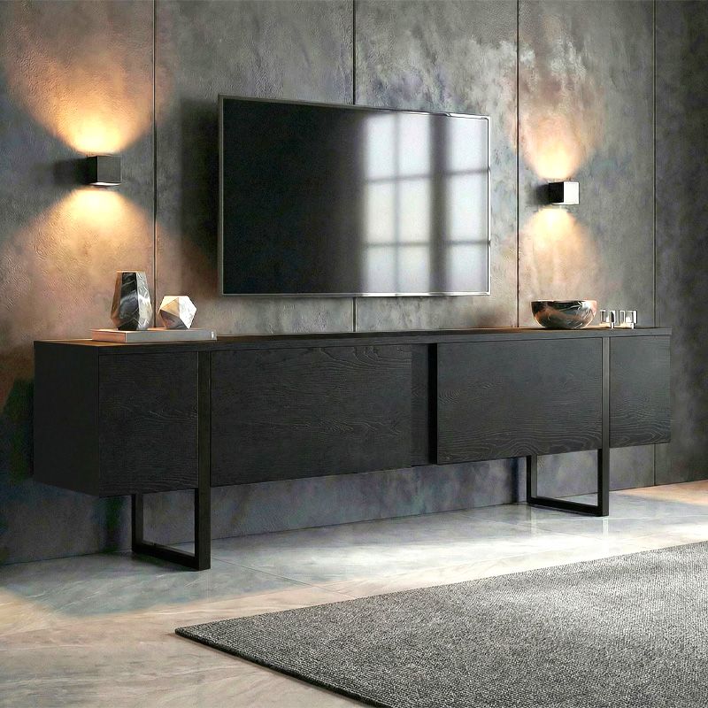 Έπιπλο τηλεόρασης Luxe Megapap χρώμα black wood 180x30x50εκ. Έπιπλο τηλεόρασης Luxe Megapap χρώμα black wood 180x30x50εκ.