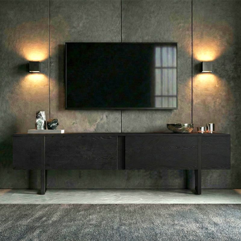Έπιπλο τηλεόρασης Luxe Megapap χρώμα black wood 180x30x50εκ. Έπιπλο τηλεόρασης Luxe Megapap χρώμα black wood 180x30x50εκ.