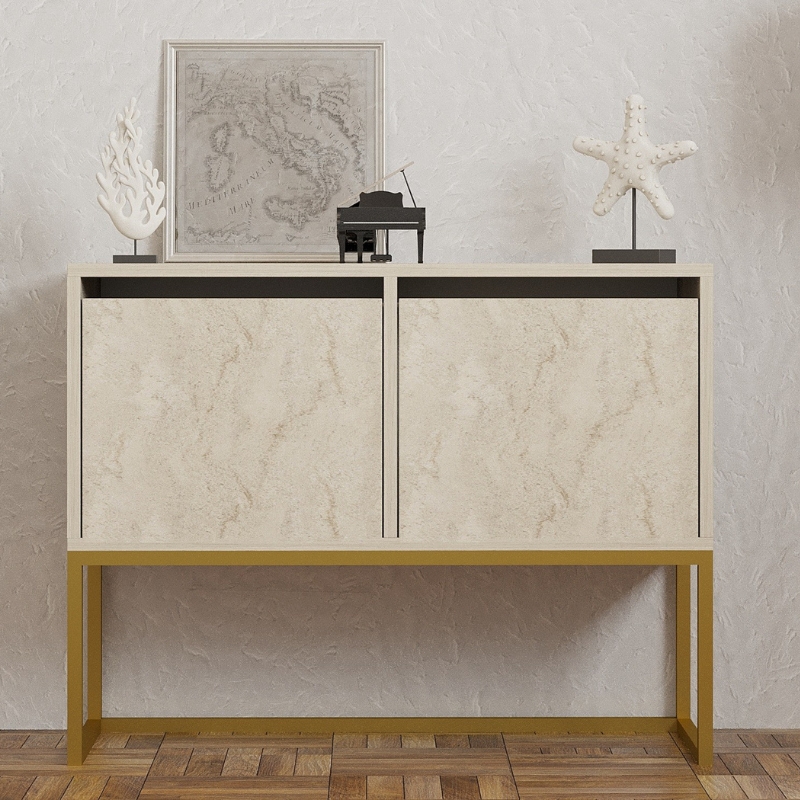 Κονσόλα - Μπουφές Zermat Megapap χρώμα μπεζ travertine - χρυσό 90x34x70εκ. Κονσόλα - Μπουφές Zermat Megapap χρώμα μπεζ travertine - χρυσό 90x34x70εκ.