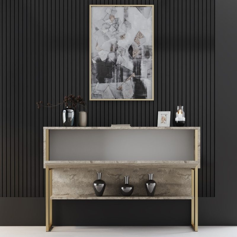 Μπουφές Luxe Megapap χρώμα travertine - χρυσό 120x30x80εκ. Μπουφές Luxe Megapap χρώμα travertine - χρυσό 120x30x80εκ.