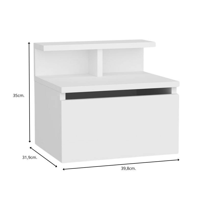Κομοδίνο επιτοίχιο Arsen Megapap χρώμα λευκό 39,8x31,9x35εκ. Κομοδίνο επιτοίχιο Arsen Megapap χρώμα λευκό 39,8x31,9x35εκ.