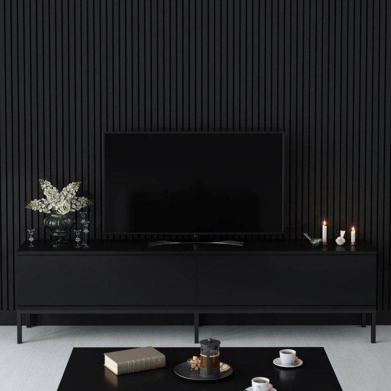 Έπιπλο τηλεόρασης Lord Megapap χρώμα μαύρο 180x30x47εκ. Έπιπλο τηλεόρασης Lord Megapap χρώμα μαύρο 180x30x47εκ.