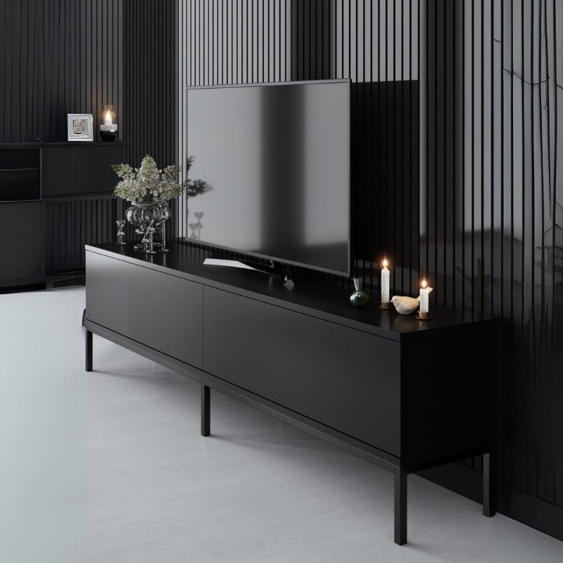 Έπιπλο τηλεόρασης Lord Megapap χρώμα μαύρο 180x30x47εκ. Έπιπλο τηλεόρασης Lord Megapap χρώμα μαύρο 180x30x47εκ.