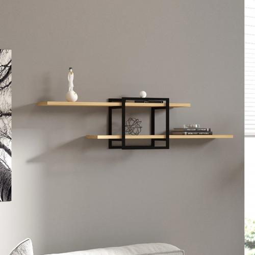 Ραφιέρα τοίχου Mone Megapap χρώμα sapphire oak - μαύρο 120x18x30εκ.