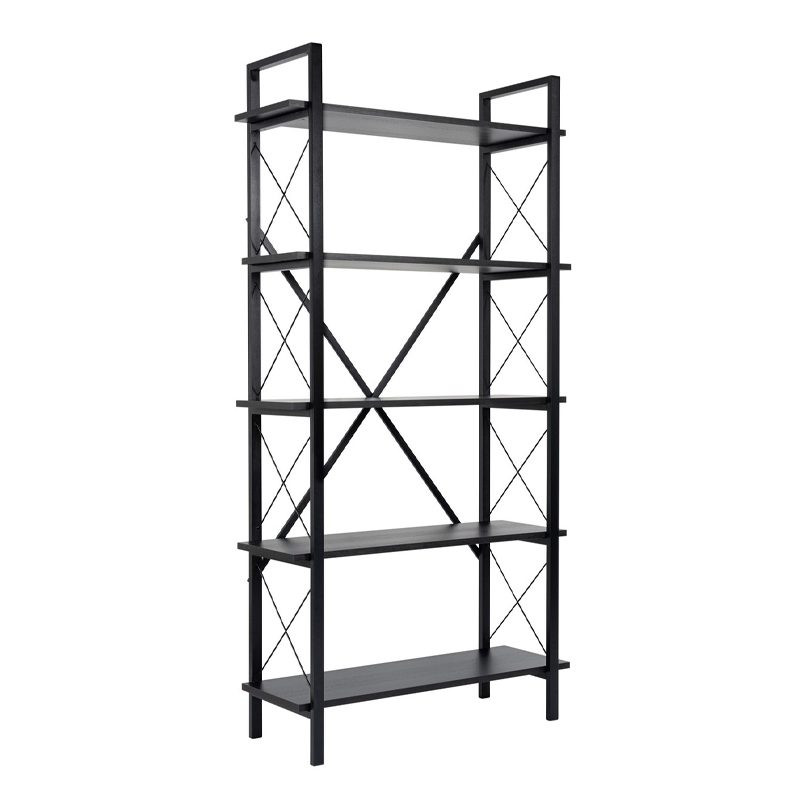 Βιβλιοθήκη Elysian Megapap χρώμα black wood 90x33,5x180εκ.