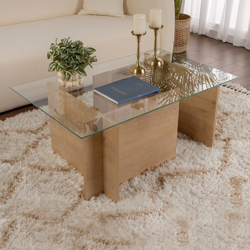 Τραπεζάκι σαλονιού Vetrino Megapap γυάλινο χρώμα honey oak 105x65x40εκ. Τραπεζάκι σαλονιού Vetrino Megapap γυάλινο χρώμα honey oak 105x65x40εκ.