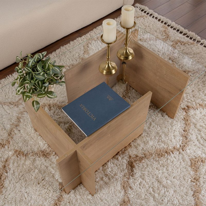 Τραπεζάκι σαλονιού Vetrino Megapap γυάλινο χρώμα honey oak 105x65x40εκ. Τραπεζάκι σαλονιού Vetrino Megapap γυάλινο χρώμα honey oak 105x65x40εκ.
