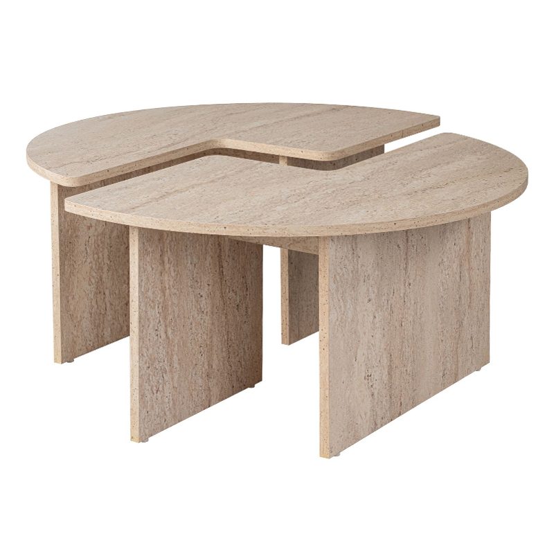 Τραπεζάκι σαλονιού σετ 2 τμχ Moira Megapap χρώμα travertine Ø90x41εκ. Τραπεζάκι σαλονιού σετ 2 τμχ Moira Megapap χρώμα travertine Ø90x41εκ.