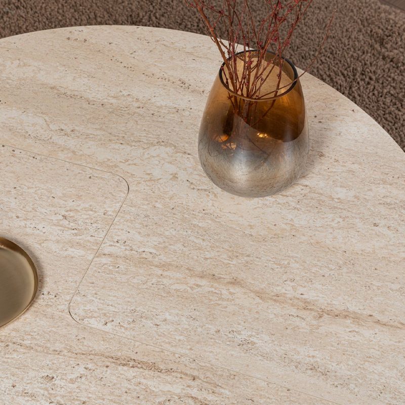 Τραπεζάκι σαλονιού σετ 2 τμχ Moira Megapap χρώμα travertine Ø90x41εκ. Τραπεζάκι σαλονιού σετ 2 τμχ Moira Megapap χρώμα travertine Ø90x41εκ.