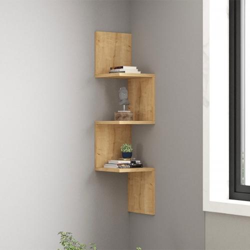 Ραφιέρα τοίχου γωνιακή Zikzak Megapap χρώμα sapphire oak 25x25x105,4εκ.