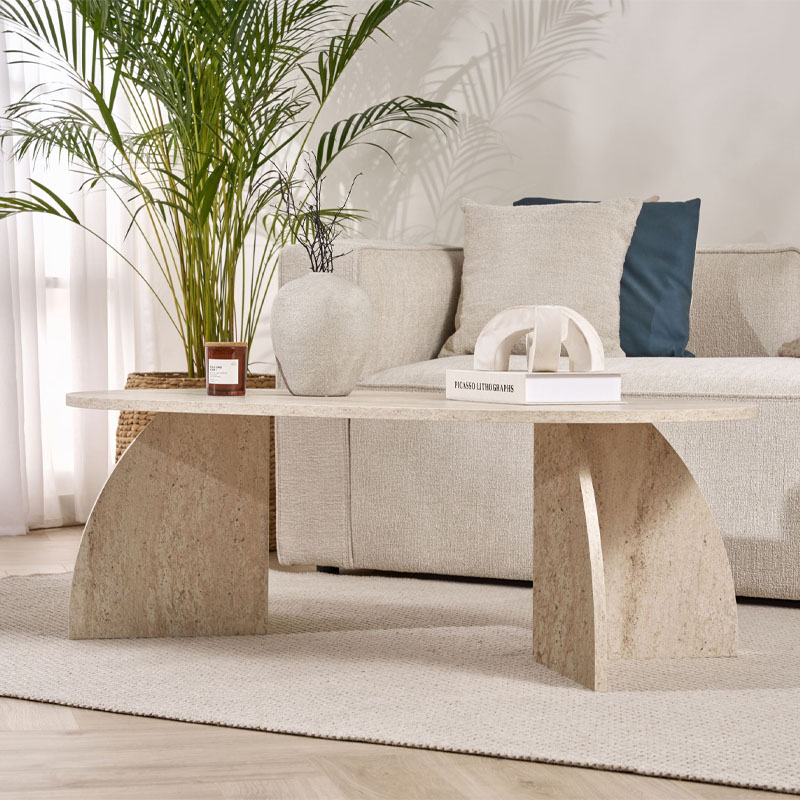 Τραπεζάκι σαλονιού Melina Megapap χρώμα travertine 120x60x40εκ. Τραπεζάκι σαλονιού Melina Megapap χρώμα travertine 120x60x40εκ.