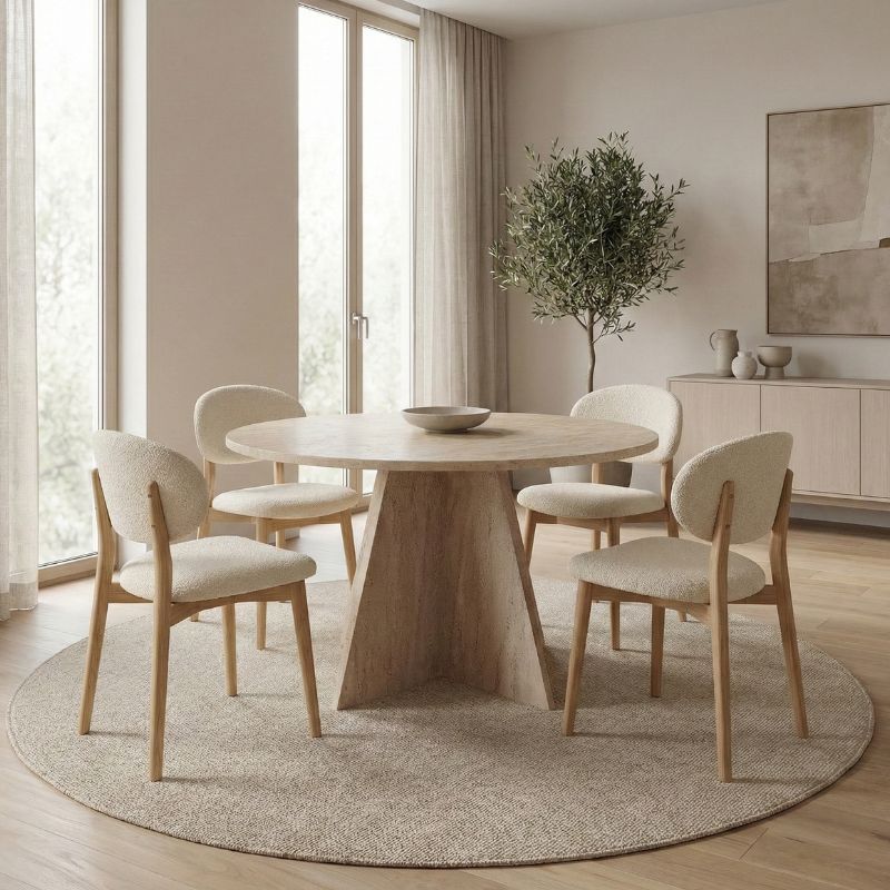 Τραπέζι Virela Megapap χρώμα travertine Ø120x75εκ. Τραπέζι Virela Megapap χρώμα travertine Ø120x75εκ.