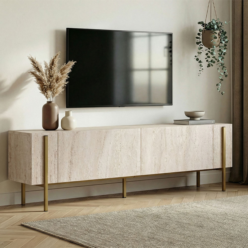 Έπιπλο τηλεόρασης Nexus Megapap χρώμα travertine - χρυσό 180x30x45,5εκ. Έπιπλο τηλεόρασης Nexus Megapap χρώμα travertine - χρυσό 180x30x45,5εκ.