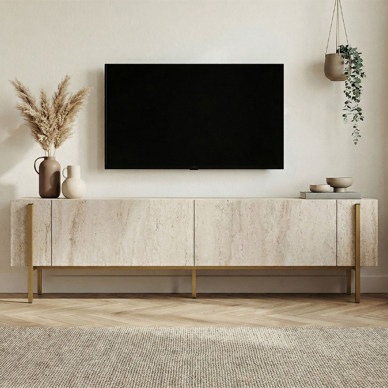 Έπιπλο τηλεόρασης Nexus Megapap χρώμα travertine - χρυσό 180x30x45,5εκ. Έπιπλο τηλεόρασης Nexus Megapap χρώμα travertine - χρυσό 180x30x45,5εκ.
