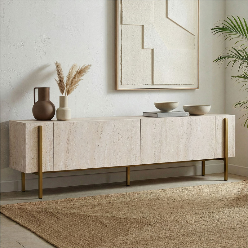 Έπιπλο τηλεόρασης Nexus Megapap χρώμα travertine - χρυσό 180x30x45,5εκ. Έπιπλο τηλεόρασης Nexus Megapap χρώμα travertine - χρυσό 180x30x45,5εκ.