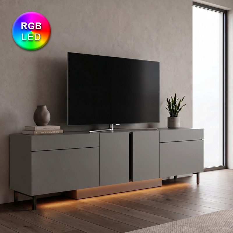 Έπιπλο τηλεόρασης Arlen Megapap με Led Rgb χρώμα ανθρακί 180x32x50εκ. Έπιπλο τηλεόρασης Arlen Megapap με Led Rgb χρώμα ανθρακί 180x32x50εκ.