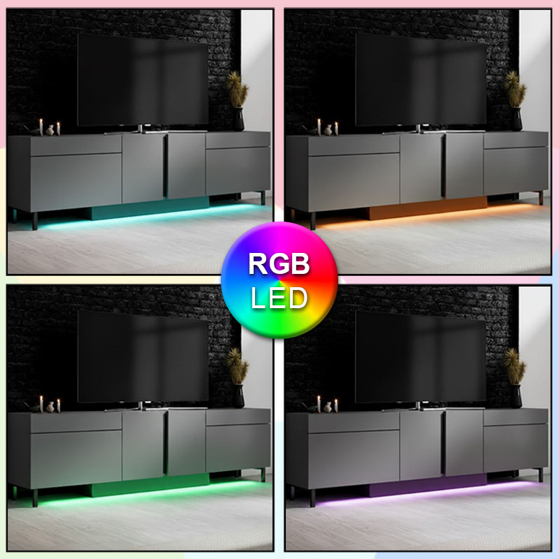 Έπιπλο τηλεόρασης Arlen Megapap με Led Rgb χρώμα ανθρακί 180x32x50εκ. Έπιπλο τηλεόρασης Arlen Megapap με Led Rgb χρώμα ανθρακί 180x32x50εκ.
