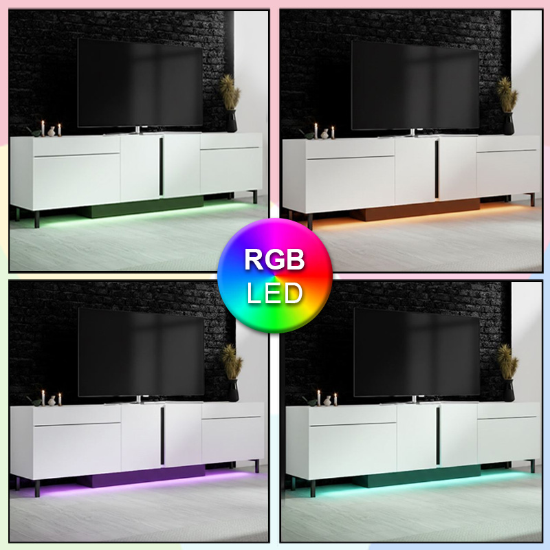 Έπιπλο τηλεόρασης Arlen Megapap με Led Rgb χρώμα λευκό 180x32x50εκ. Έπιπλο τηλεόρασης Arlen Megapap με Led Rgb χρώμα λευκό 180x32x50εκ.