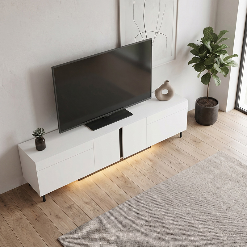 Έπιπλο τηλεόρασης Arlen Megapap με Led Rgb χρώμα λευκό 180x32x50εκ. Έπιπλο τηλεόρασης Arlen Megapap με Led Rgb χρώμα λευκό 180x32x50εκ.