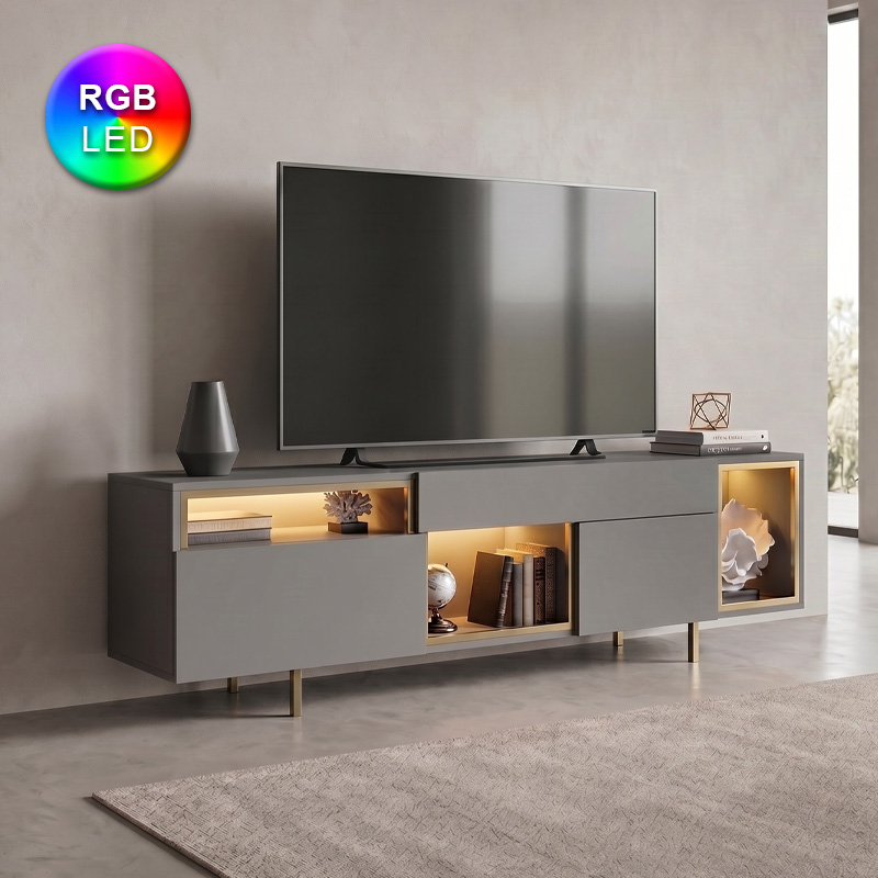 Έπιπλο τηλεόρασης Norm Megapap με Led Rgb χρώμα ανθρακί - χρυσό 180x32x55εκ. Έπιπλο τηλεόρασης Norm Megapap με Led Rgb χρώμα ανθρακί - χρυσό 180x32x55εκ.