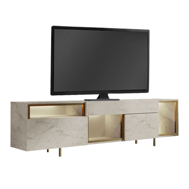Έπιπλο τηλεόρασης Norm Megapap με Led Rgb χρώμα travertine - χρυσό 180x32x55εκ. Έπιπλο τηλεόρασης Norm Megapap με Led Rgb χρώμα travertine - χρυσό 180x32x55εκ.