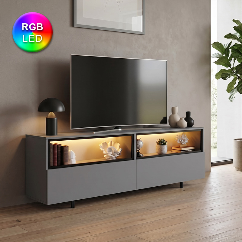 Έπιπλο τηλεόρασης Eco Megapap με Led Rgb χρώμα ανθρακί 180x32x67εκ. Έπιπλο τηλεόρασης Eco Megapap με Led Rgb χρώμα ανθρακί 180x32x67εκ.