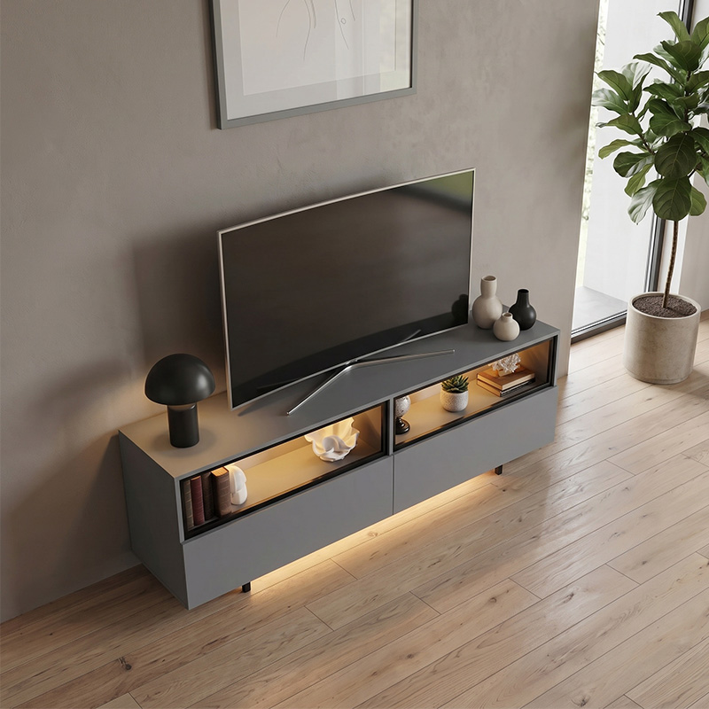 Έπιπλο τηλεόρασης Eco Megapap με Led Rgb χρώμα ανθρακί 180x32x67εκ. Έπιπλο τηλεόρασης Eco Megapap με Led Rgb χρώμα ανθρακί 180x32x67εκ.