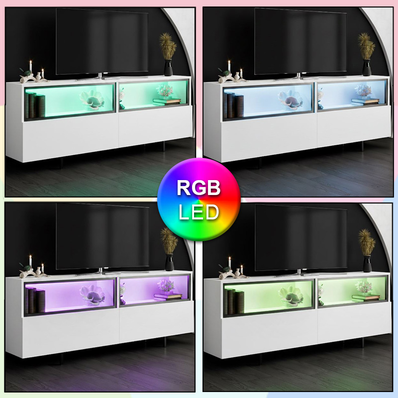 Έπιπλο τηλεόρασης Eco Megapap με Led Rgb χρώμα λευκό 180x32x67εκ. Έπιπλο τηλεόρασης Eco Megapap με Led Rgb χρώμα λευκό 180x32x67εκ.