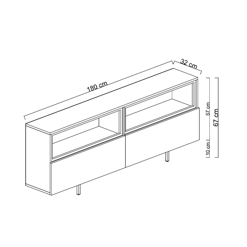 Έπιπλο τηλεόρασης Eco Megapap με Led Rgb χρώμα λευκό 180x32x67εκ. Έπιπλο τηλεόρασης Eco Megapap με Led Rgb χρώμα λευκό 180x32x67εκ.