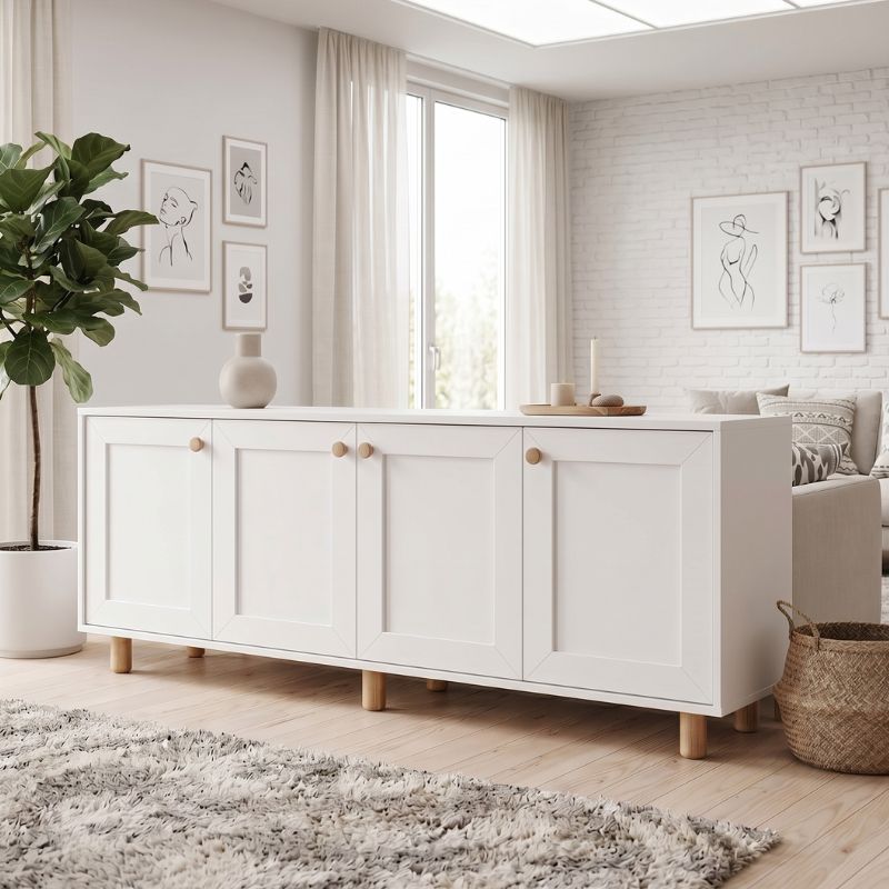 Μπουφές Bohemian Megapap χρώμα λευκό - φυσικό οξιάς 180x40x75εκ. Μπουφές Bohemian Megapap χρώμα λευκό - φυσικό οξιάς 180x40x75εκ.