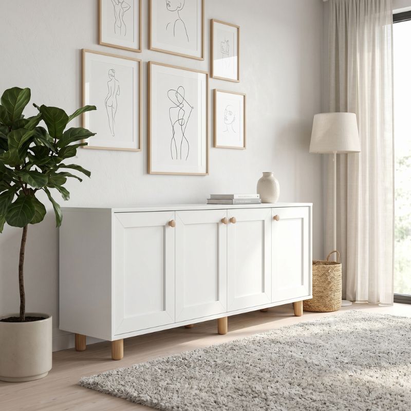 Μπουφές Bohemian Megapap χρώμα λευκό - φυσικό οξιάς 180x40x75εκ. Μπουφές Bohemian Megapap χρώμα λευκό - φυσικό οξιάς 180x40x75εκ.