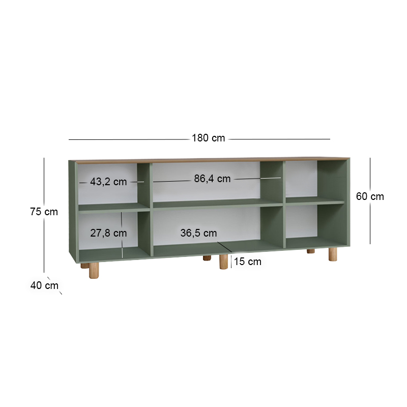 Μπουφές Bohemian Megapap χρώμα πράσινο - φυσικό οξιάς 180x40x75εκ. Μπουφές Bohemian Megapap χρώμα πράσινο - φυσικό οξιάς 180x40x75εκ.