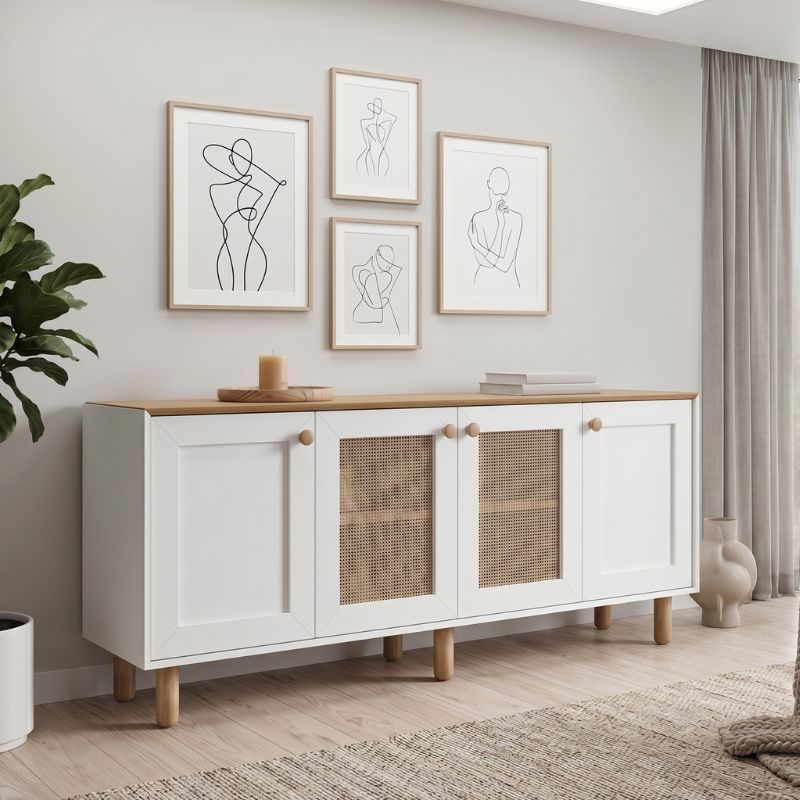 Μπουφές Bohemian Megapap χρώμα λευκό - φυσικό οξιάς 180x40x75εκ. Μπουφές Bohemian Megapap χρώμα λευκό - φυσικό οξιάς 180x40x75εκ.